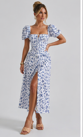 Vestido con mangas abullonadas