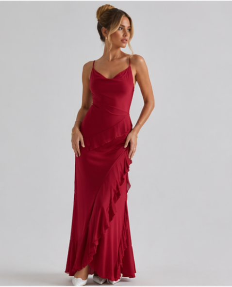 Vestido Romance Volantes Pastel