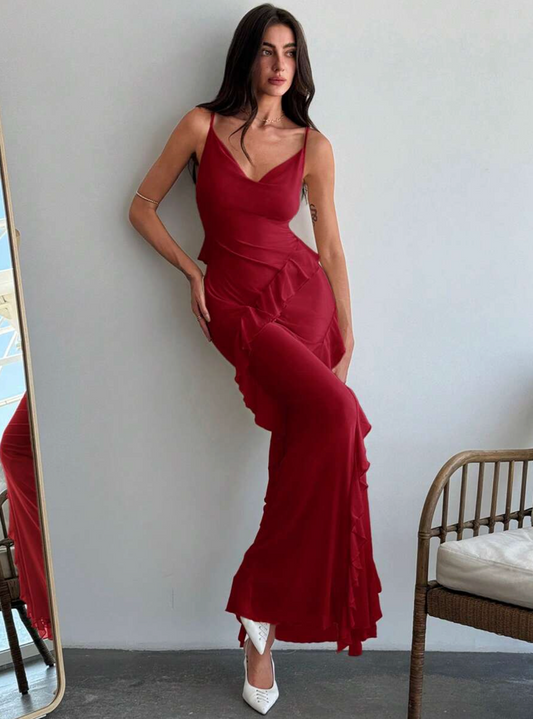 Vestido Romance Volantes Pastel