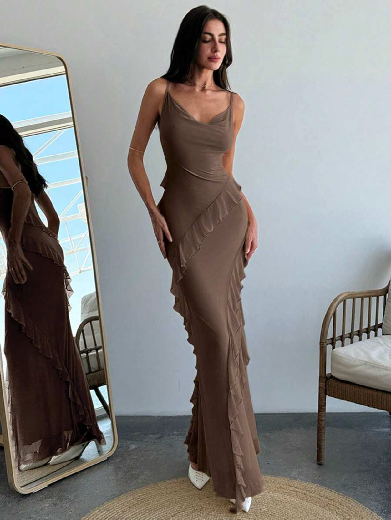 Vestido Romance Volantes Pastel