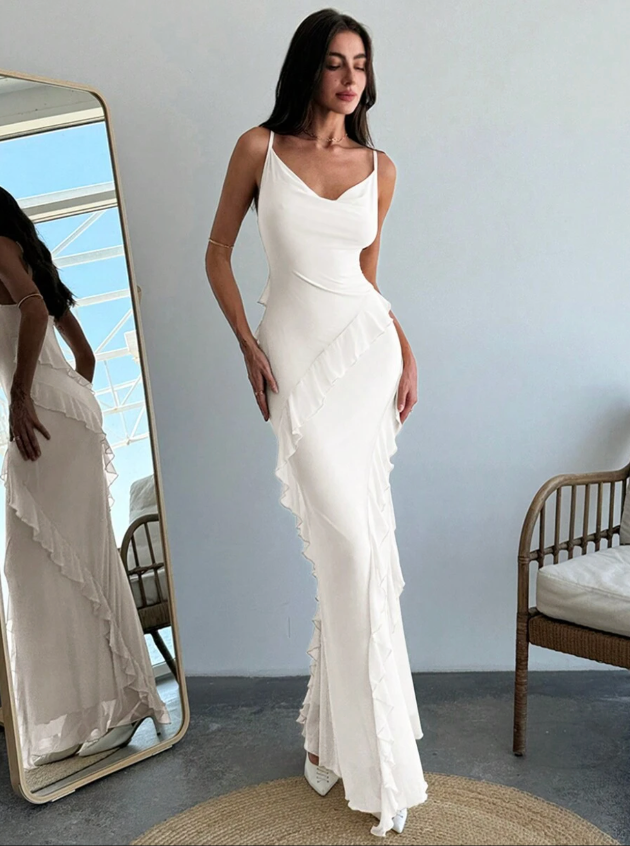 Vestido Romance Volantes Pastel